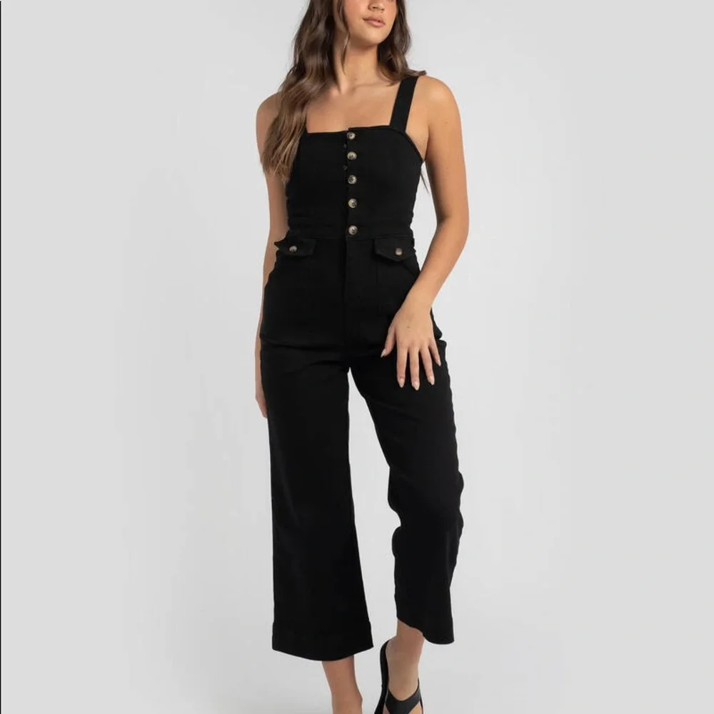 AVA & EVER Black Denim Jumpsuit Sz 6 BNWT - Picture 2 of 10